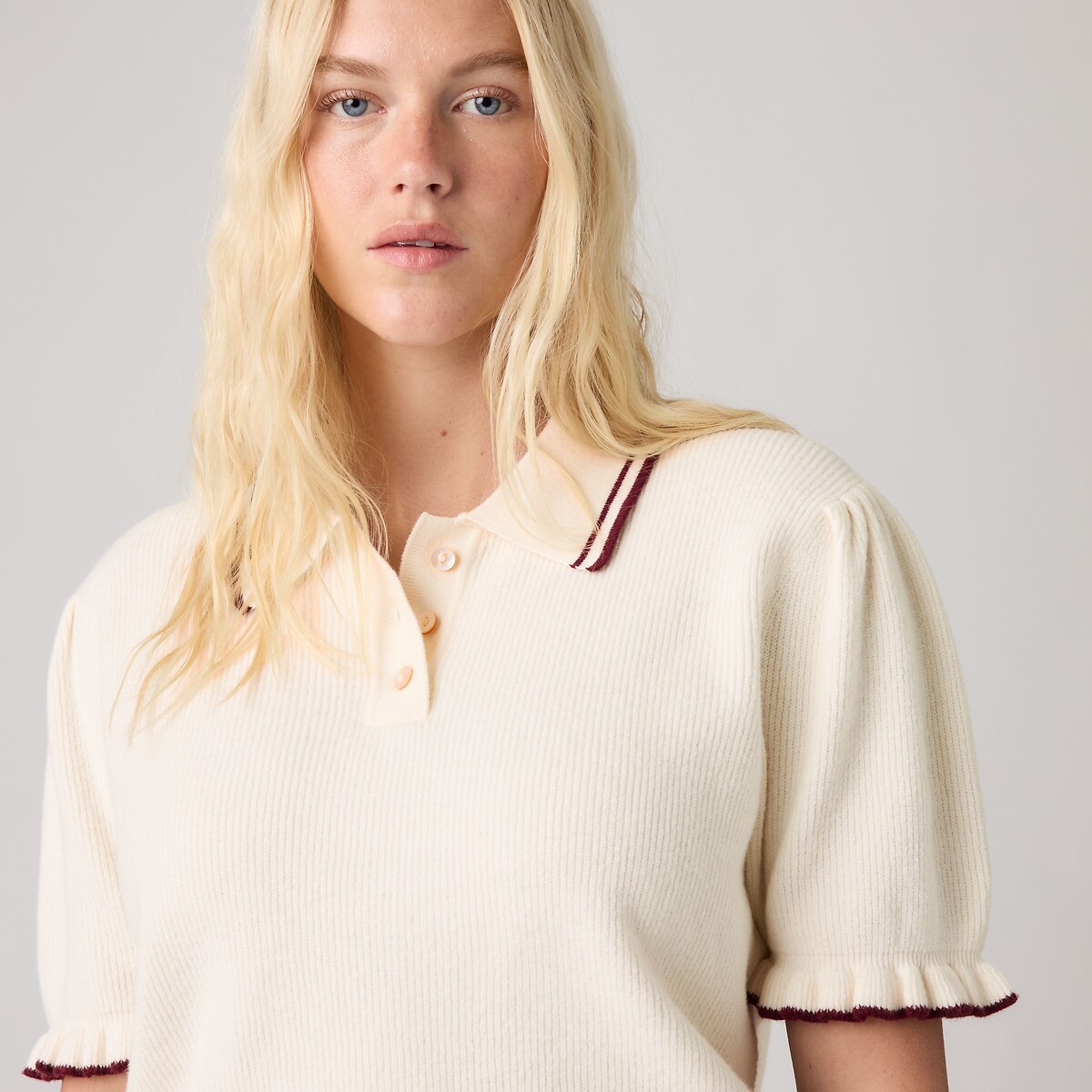 Pull manches courtes col polo ecru, LEVI'S