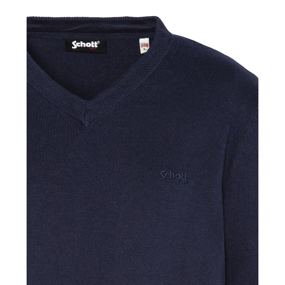 Pull En Coton Et Laine Pl Beal 2 bleu marine, SCHOTT