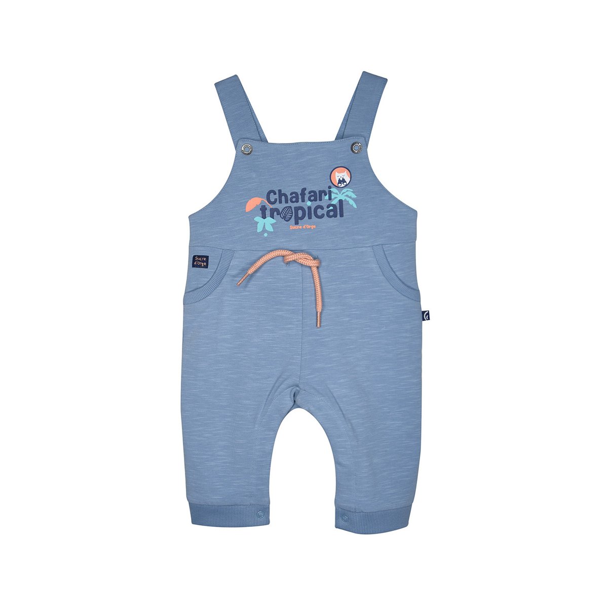 Tshirt salopette luigi maille long bebe bleu, SUCRE D'ORGE