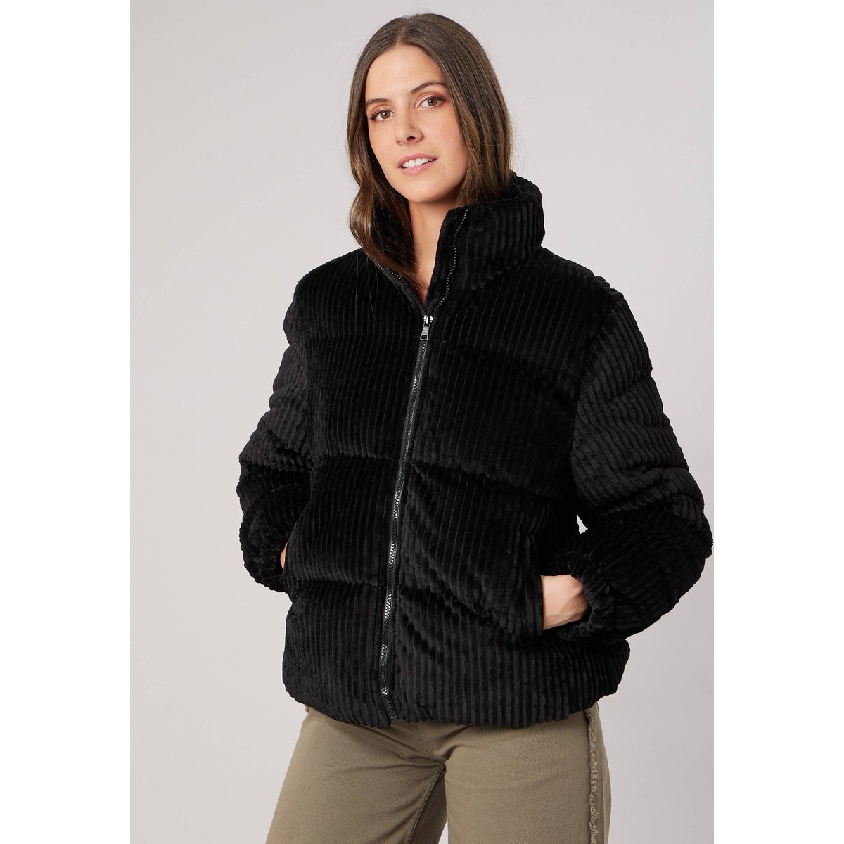 Blouson femme effet velours côtelé NOELIA black, DEELUXE