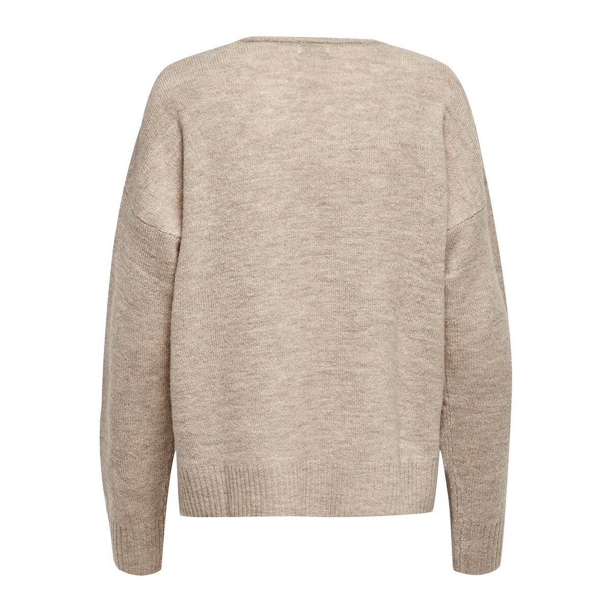 Maglione scollo a V in maglia fine beige, JDY
