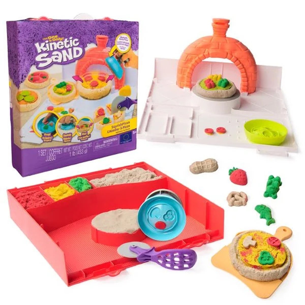 Kinetic Sand - Sable magique - Atelier à pizza magique multicolore, SPIN MASTER