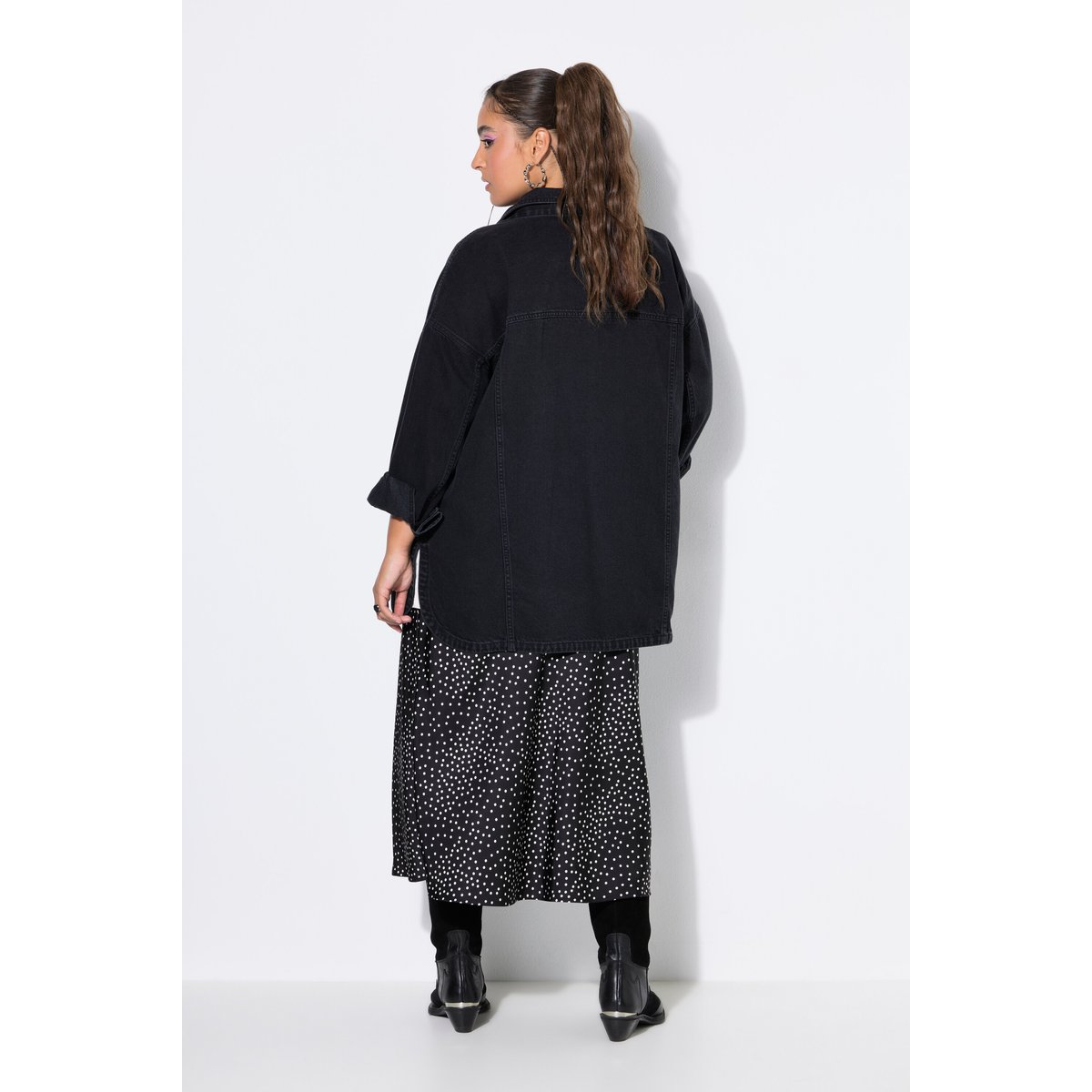 Chemise en jean, coupe oversize, nœud noir, STUDIO UNTOLD