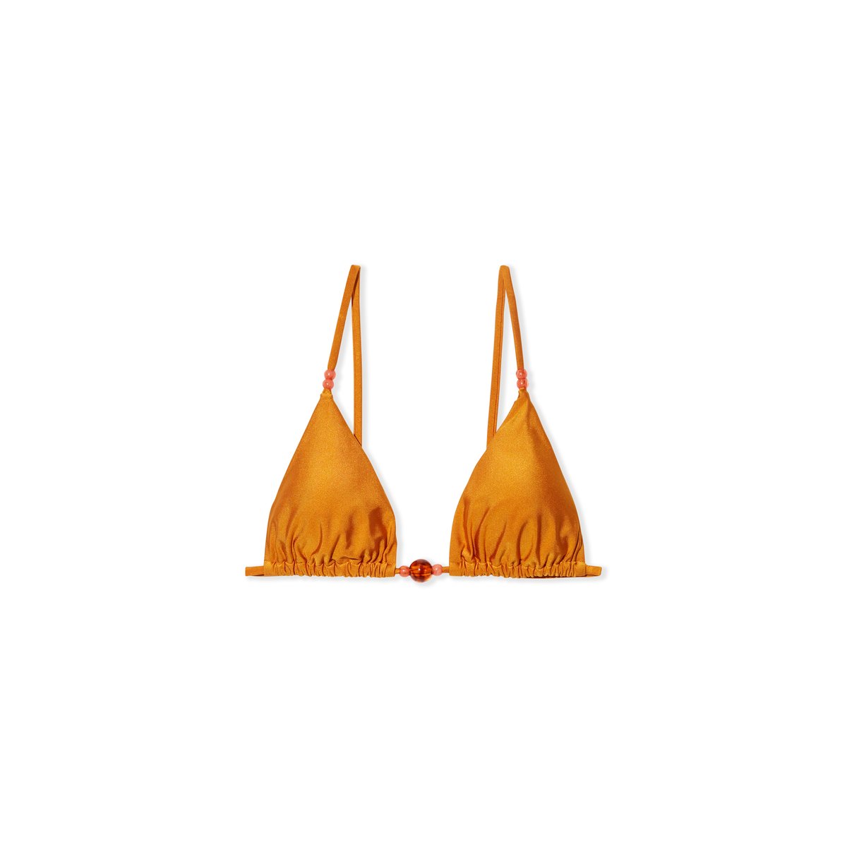 Haut de maillot de bain triangle avec perles AMBER KISS moutarde ocre, ETAM