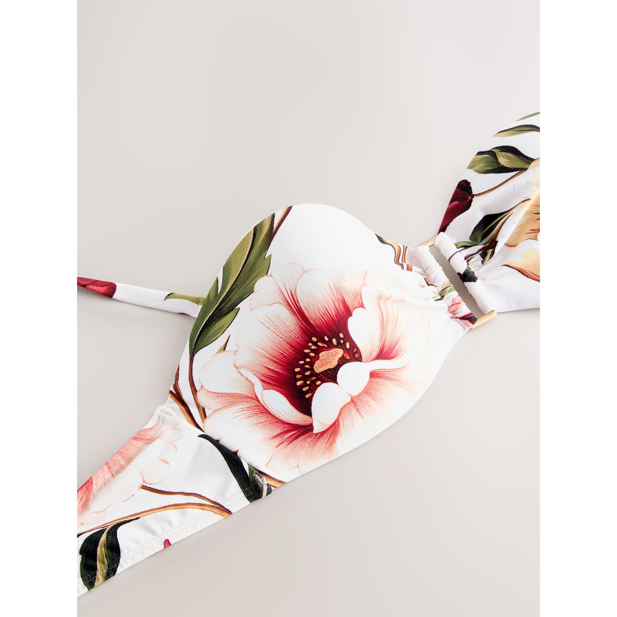 Haut de bikini bandeau à armatures fleurs blanches et rouges, NEXT