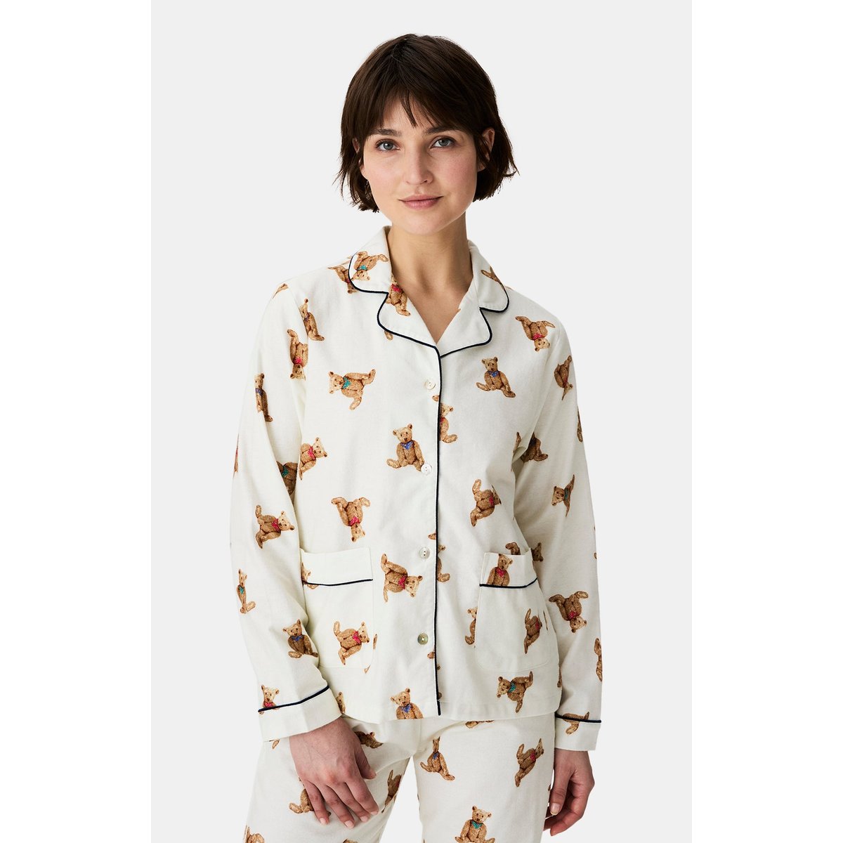 Pyjama boutonné en coton imprimé Old Teddy ivoire, ARTHUR