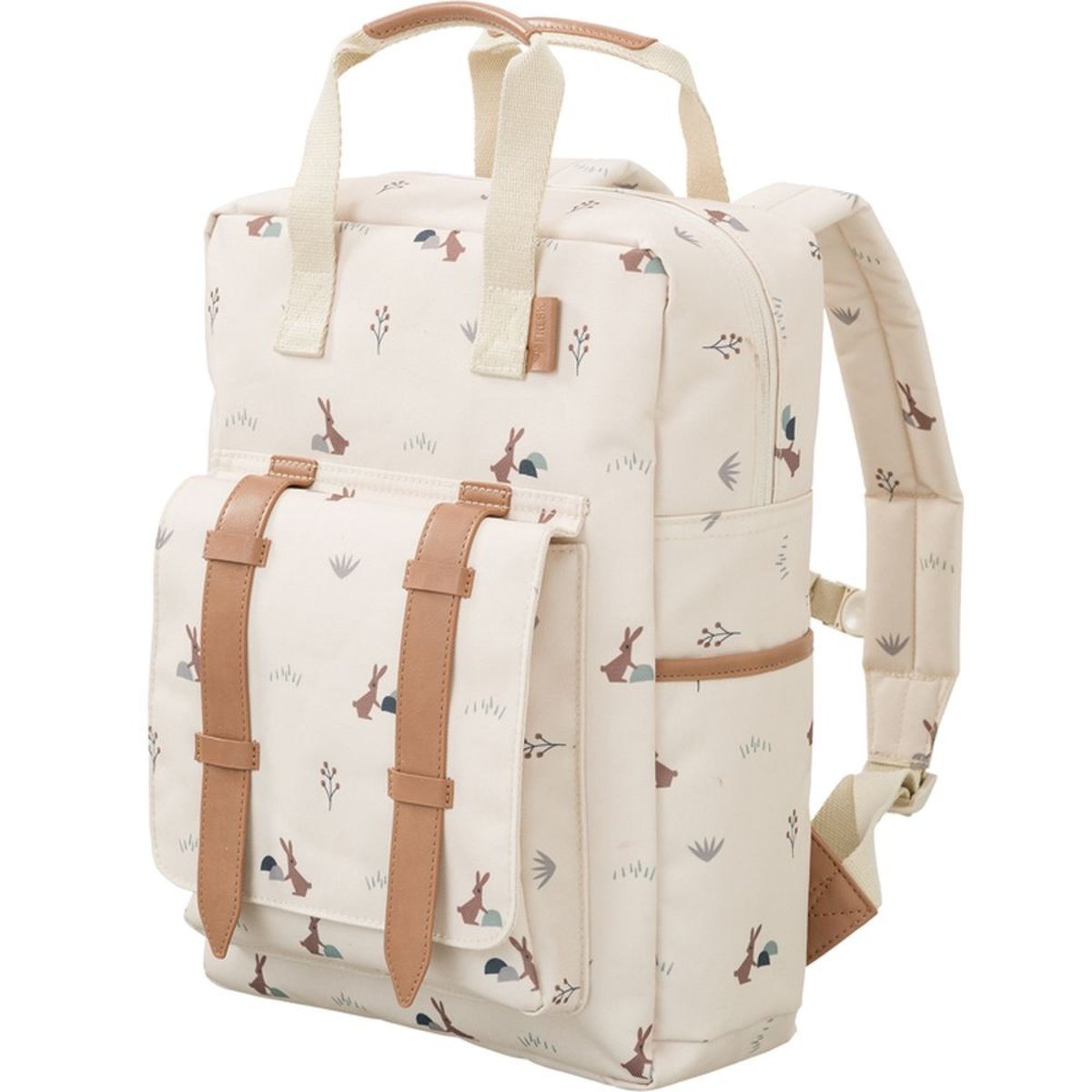 Sac à dos enfant ecru, marron, bleu, FRESK