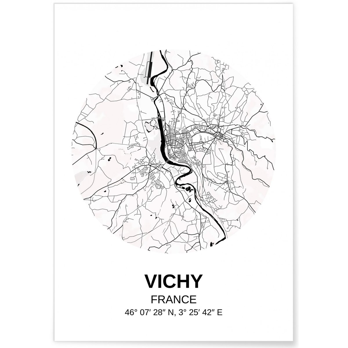 Affiche Carte Vichy blanc, L'AFFICHERIE