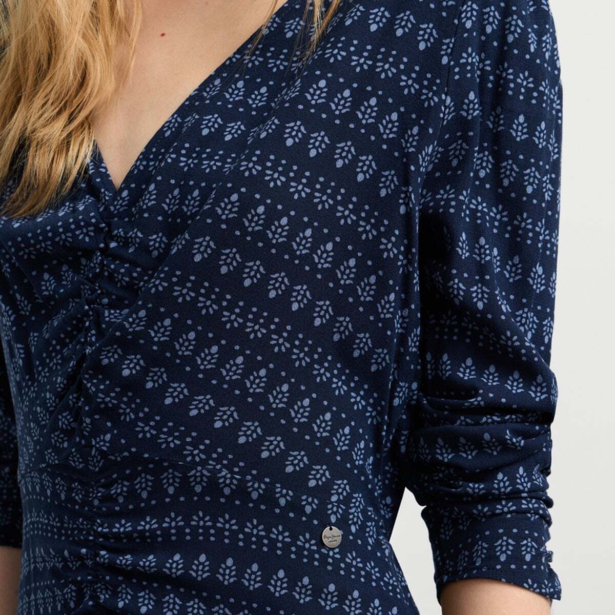 Robe Midi À Imprimé Floral bleu amiral, PEPE JEANS