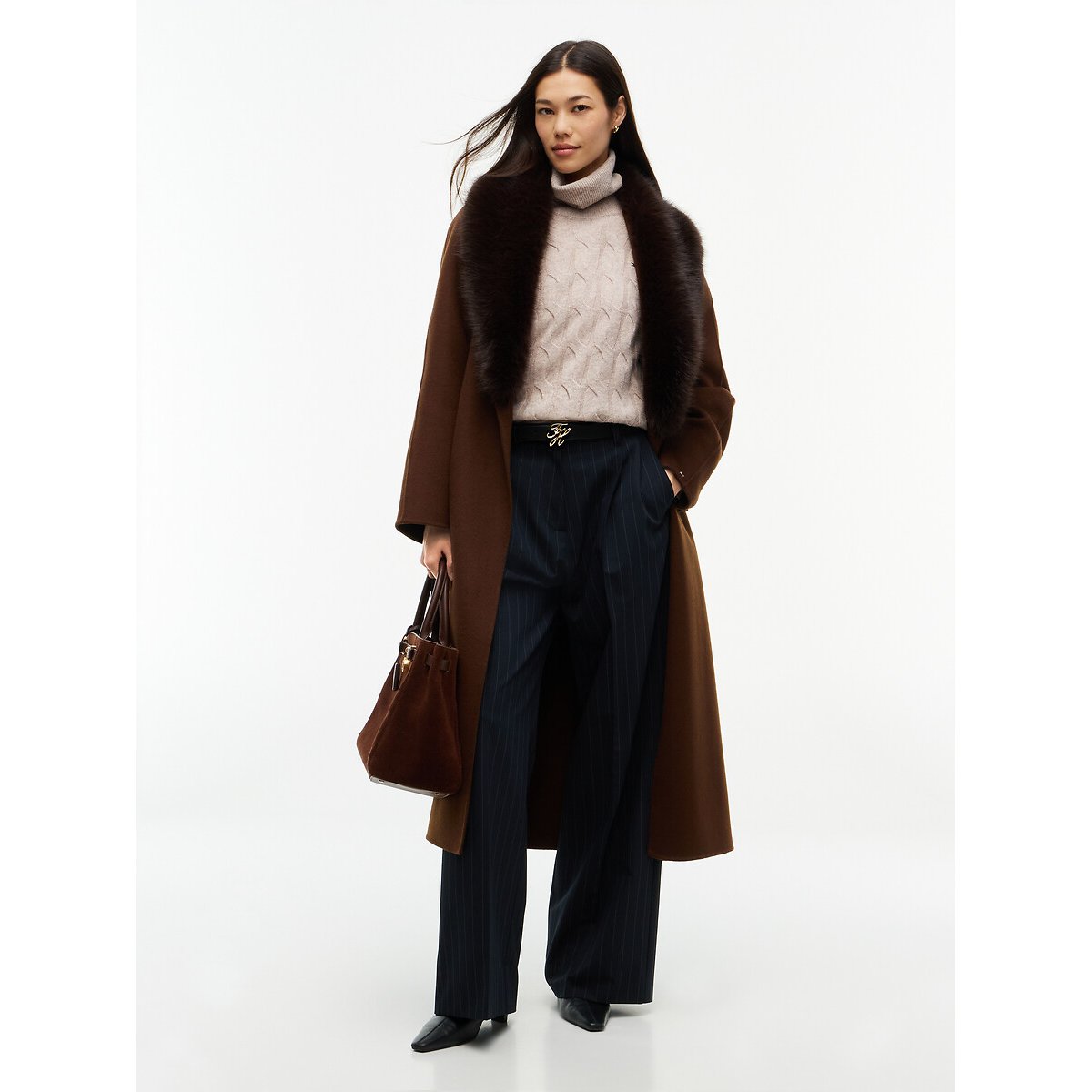 Wool Cable Knit Turtleneck Jumper light camel , TOMMY HILFIGER