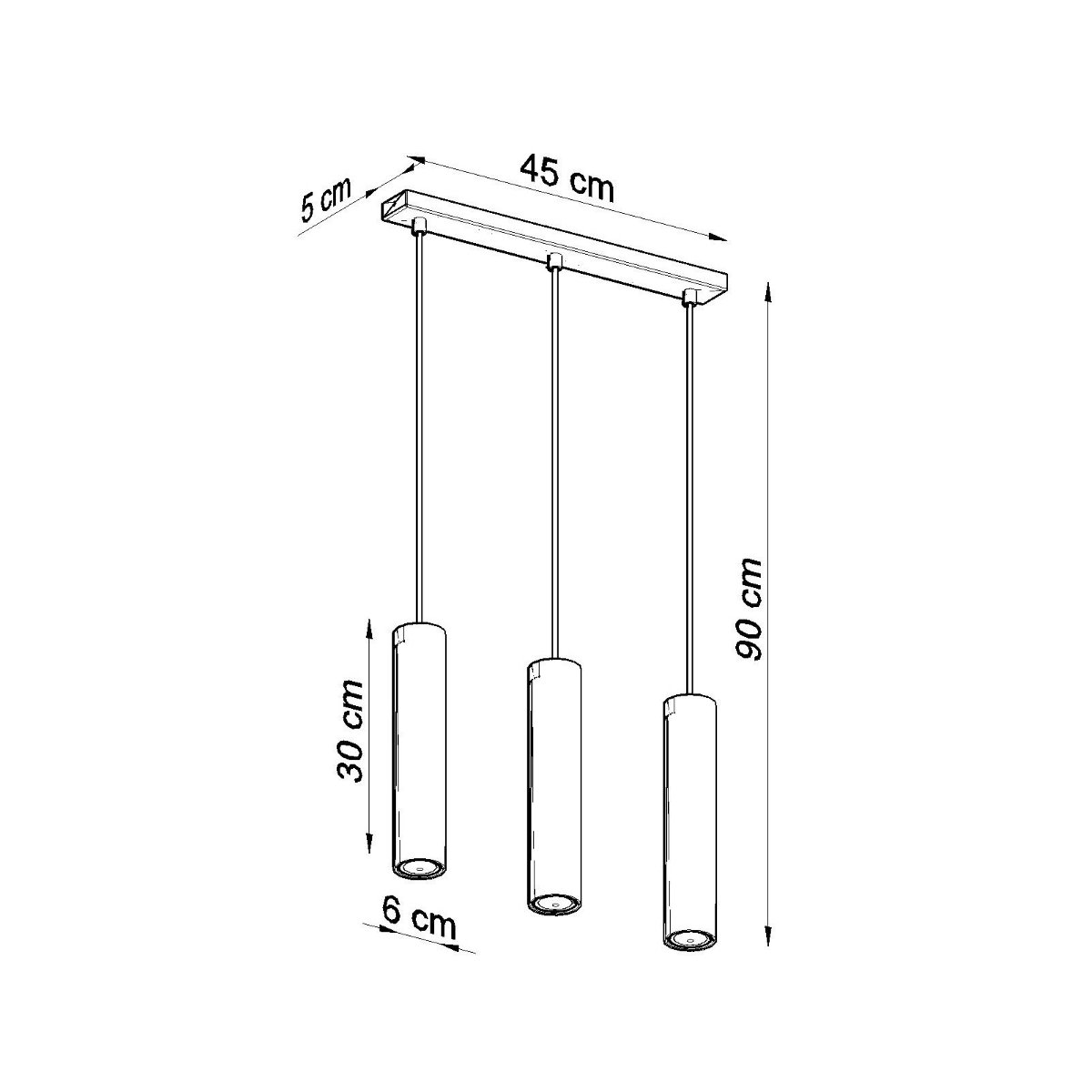 Suspension Acier Noir GU10 3 Lagos Line noir, EDEN
