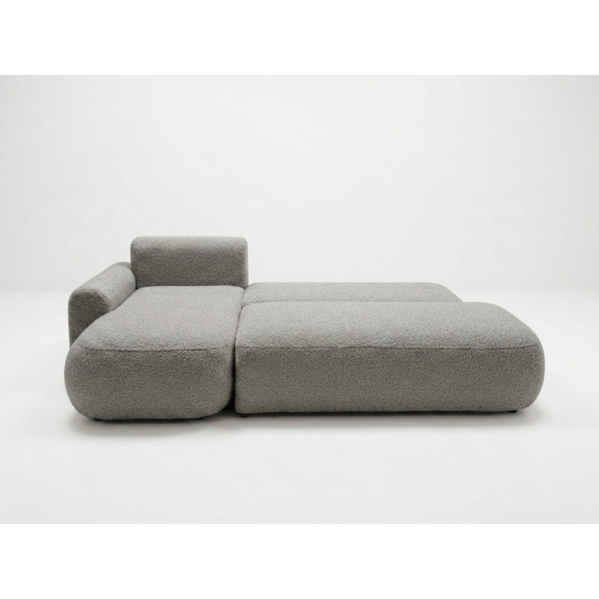 Canapé d'angle convertible 3 places en tissu bouclette, TANGO gris, BOBOCHIC