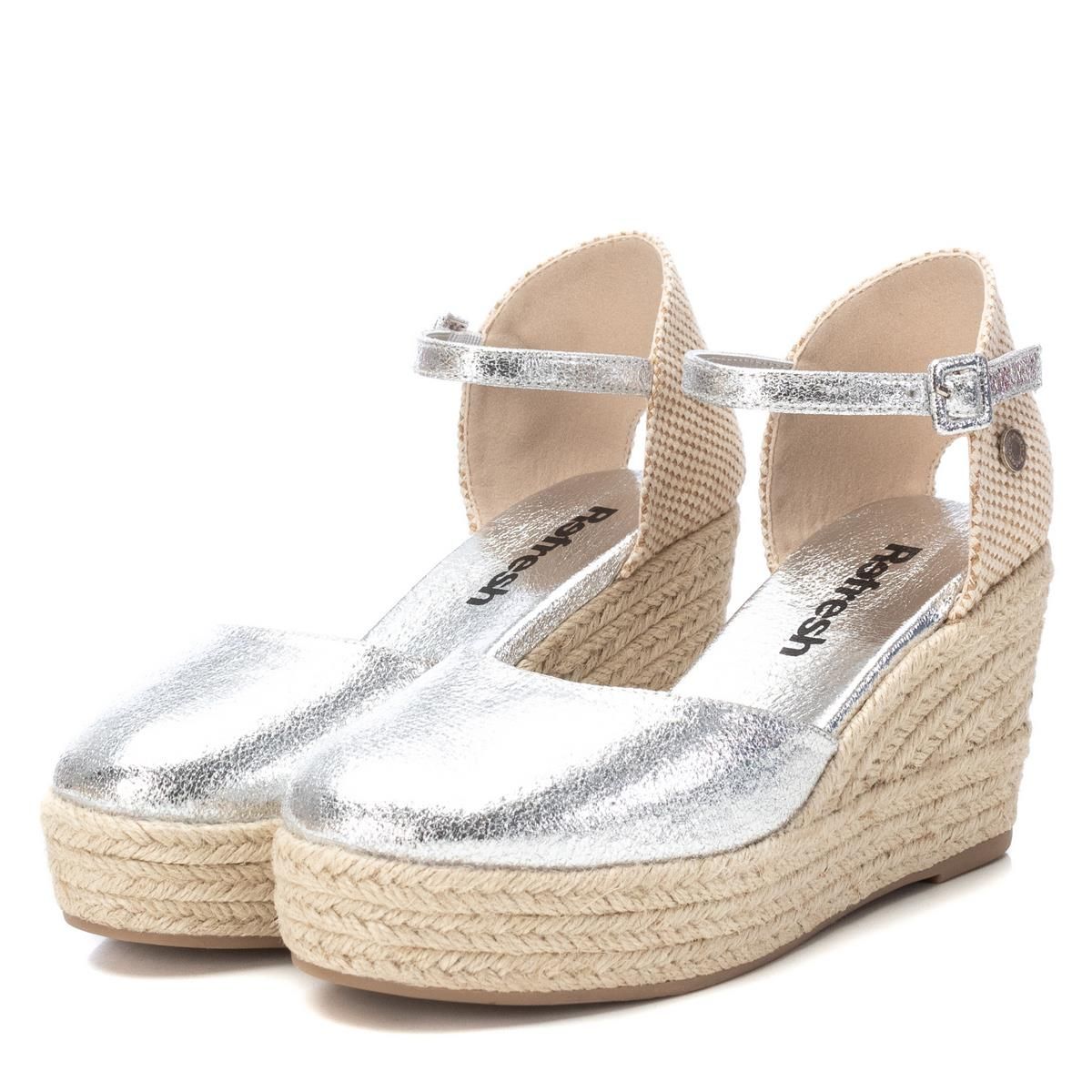 Chaussure Espadrilles Coin Décontractée Boucle argenté, REFRESH