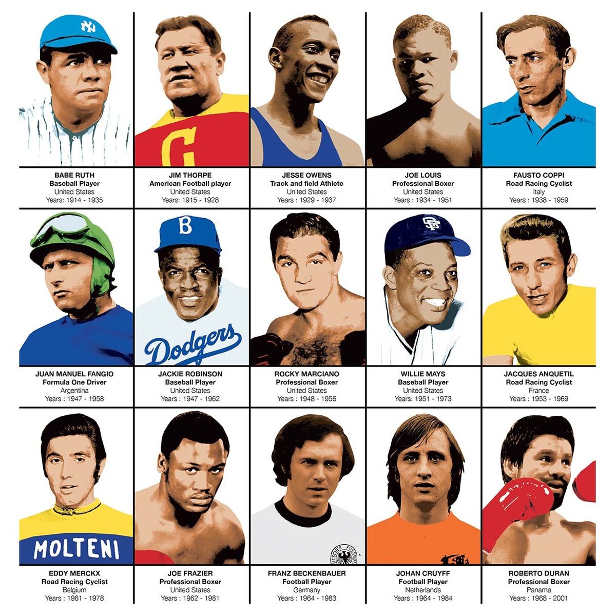 Affiche d'art - Legends of Sports History - Olivier Bourdereau affiche d'art, WALL EDITIONS