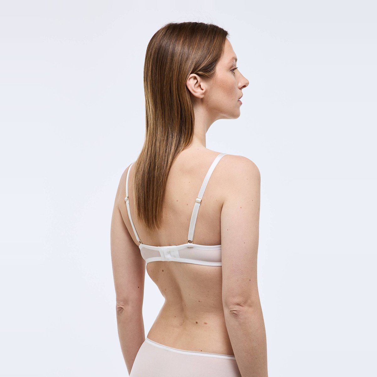 Soutien-gorge corbeille balconnet LOUISE en tulle brodé ecru, MONOPRIX