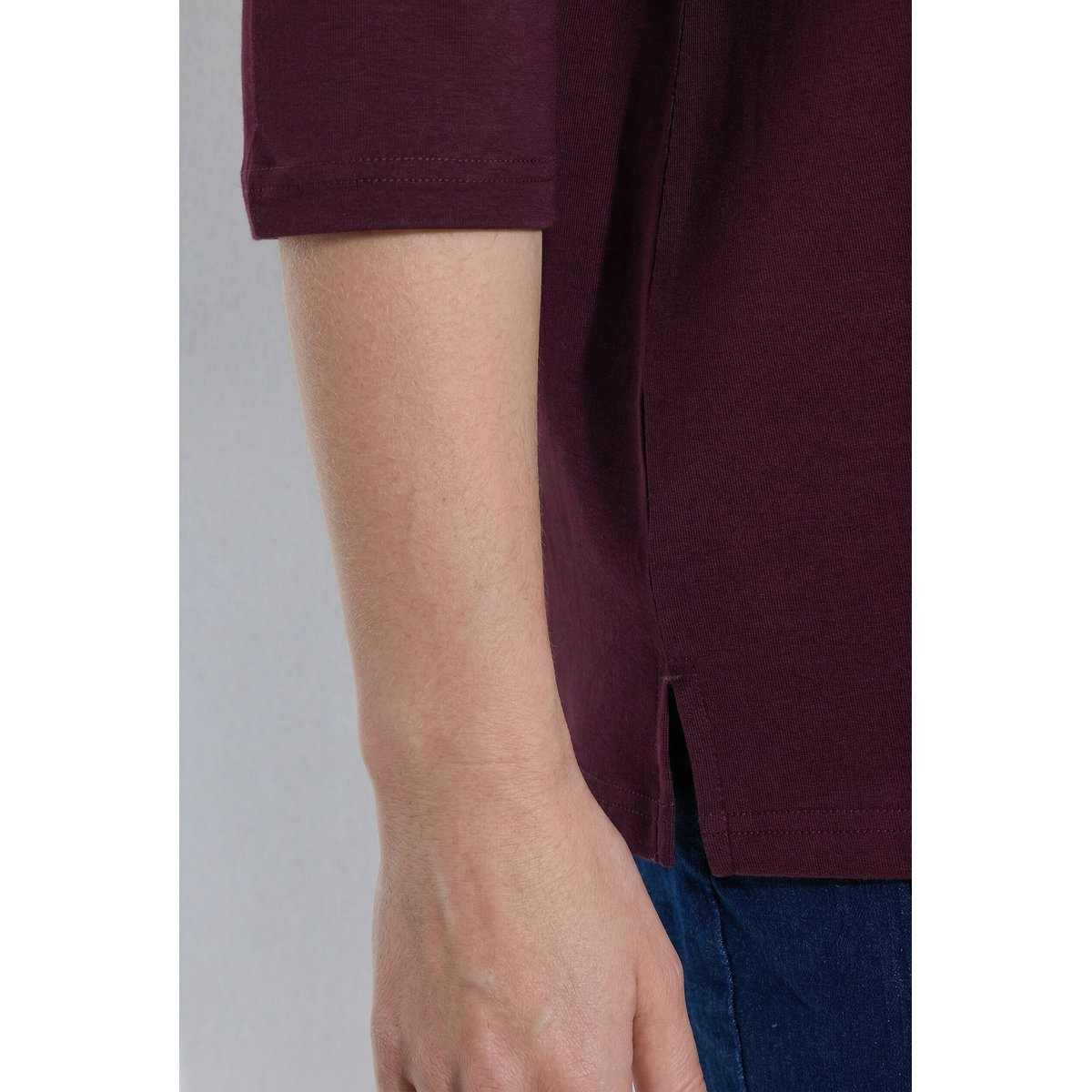 Lot de 2 T-shirts en jersey bord-côte bordeaux, ULLA POPKEN