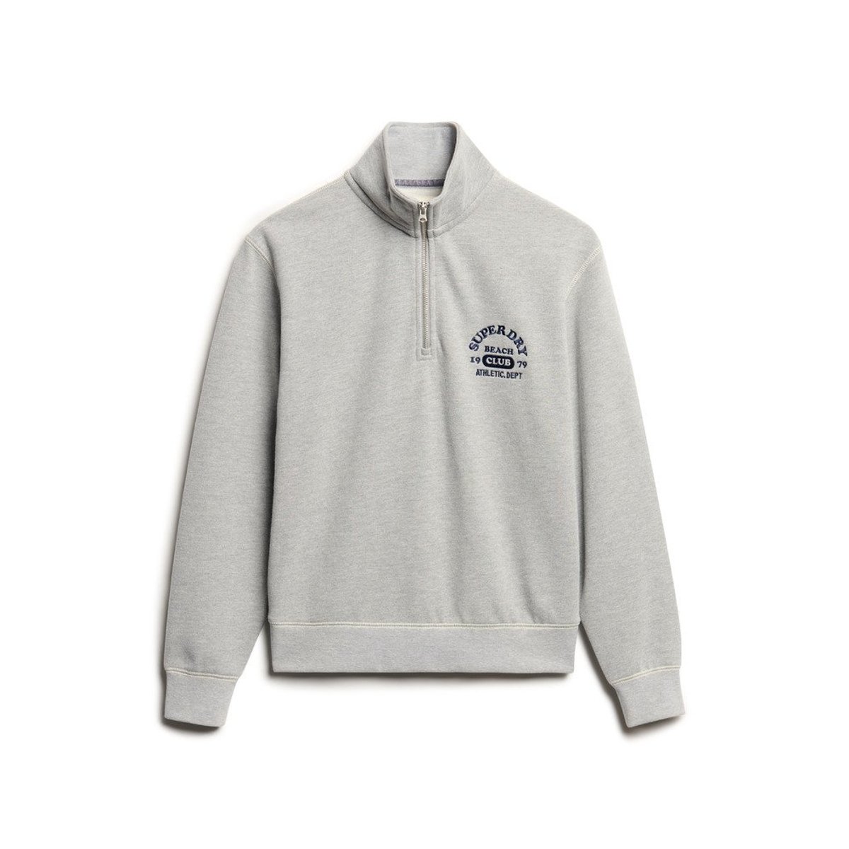 Sweat à col zippé Athletic Essentials gris chiné, SUPERDRY