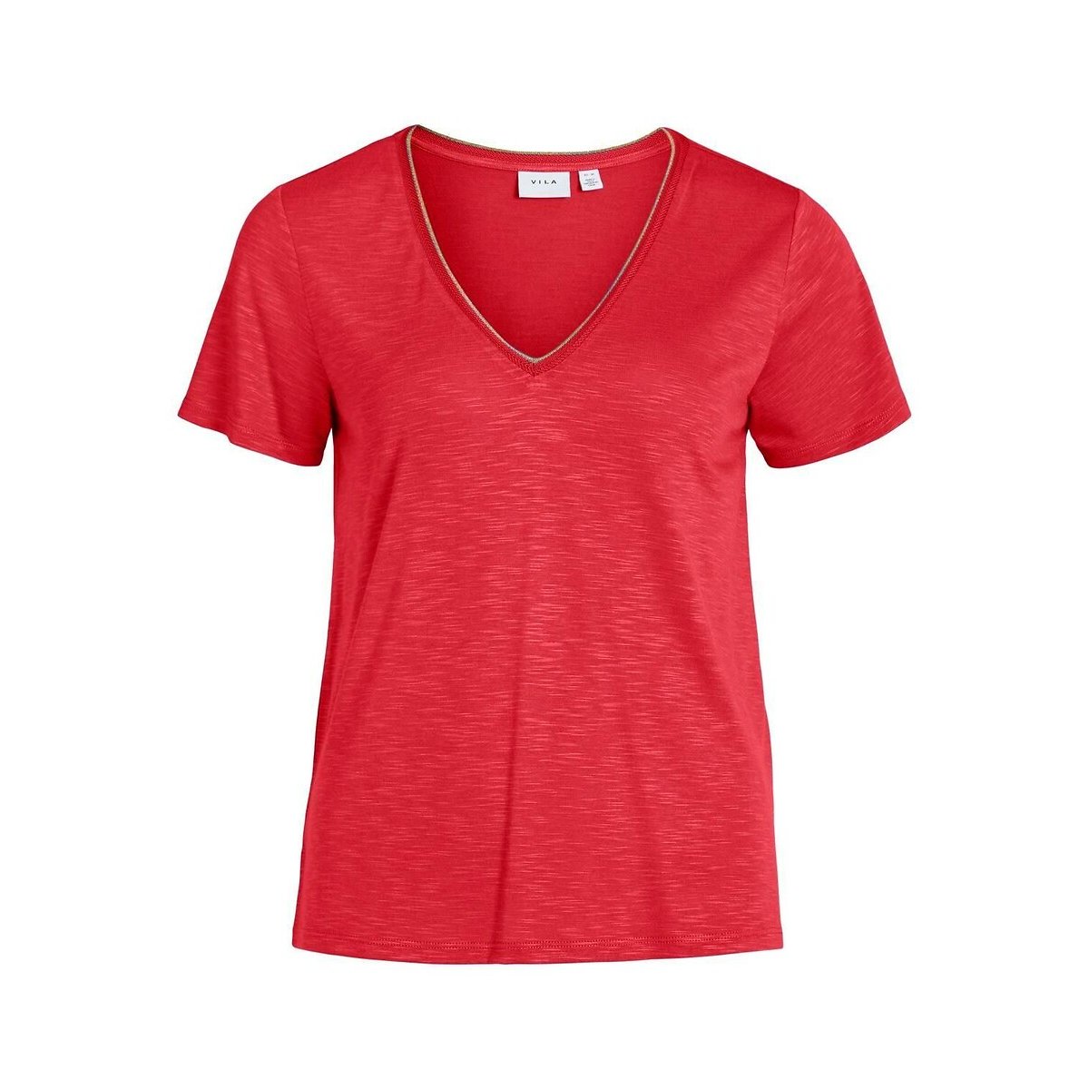T-shirt en jersey, col effet brillant hibiscus, VILA