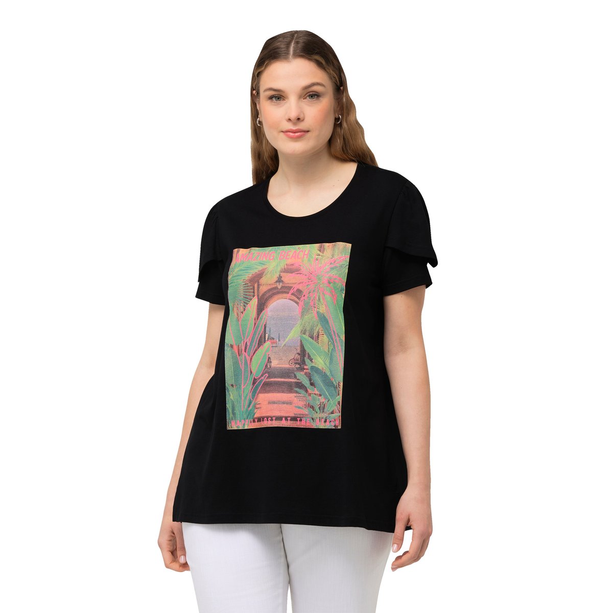 T-shirt imprimé. Ligne A noir, ULLA POPKEN