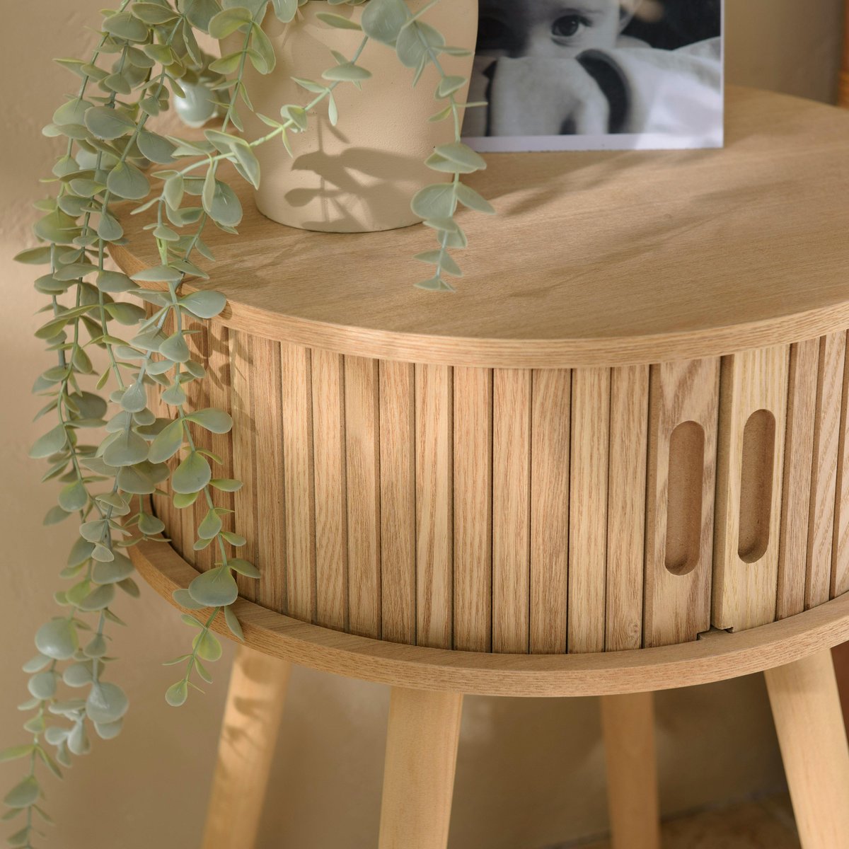 Table de chevet ronde en bois couleur naturelle D40cm CASTILLE bois naturel, PIER IMPORT