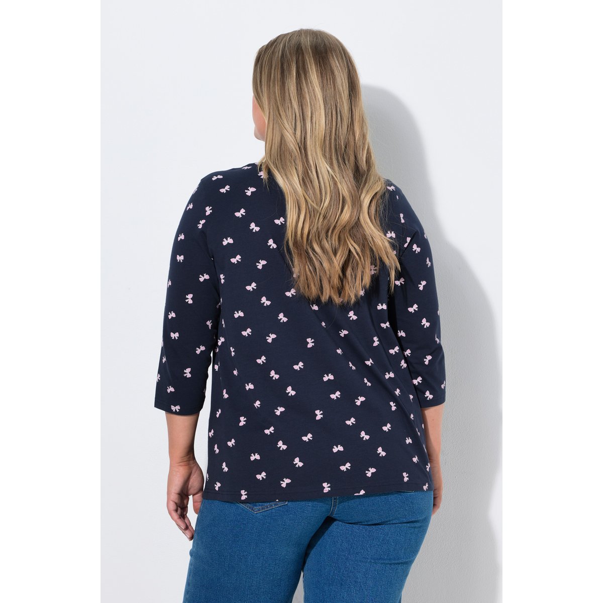 T-shirt avec plis fantaisie marine, ULLA POPKEN