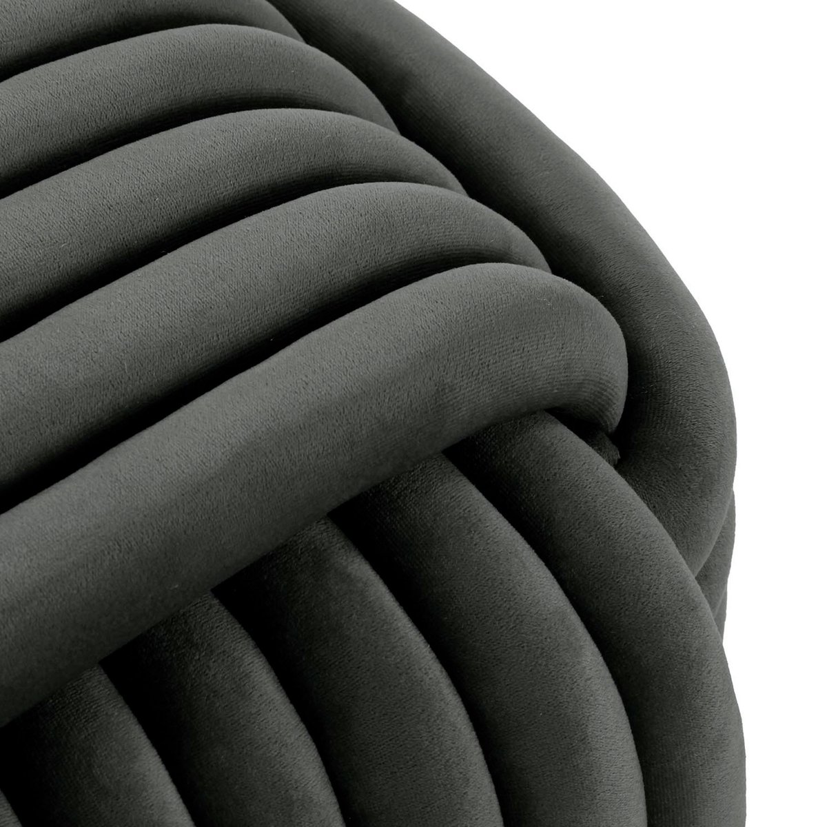 Pouf en velours gris foncé noeud 50x50x40cm beige, VERSA