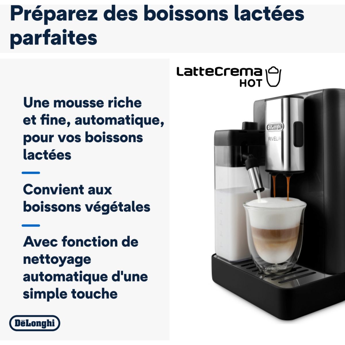 Expresso Broyeur FEB4455.B Rivelia Latte Noire couleur unique, DELONGHI