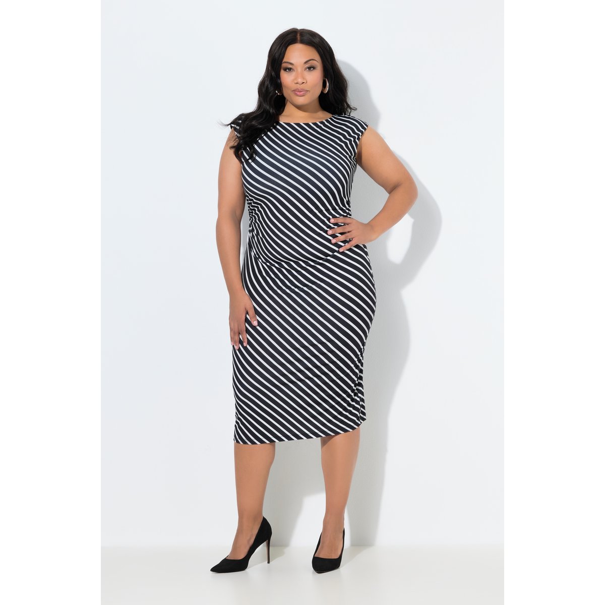 Robe midi en jersey noir, ULLA POPKEN