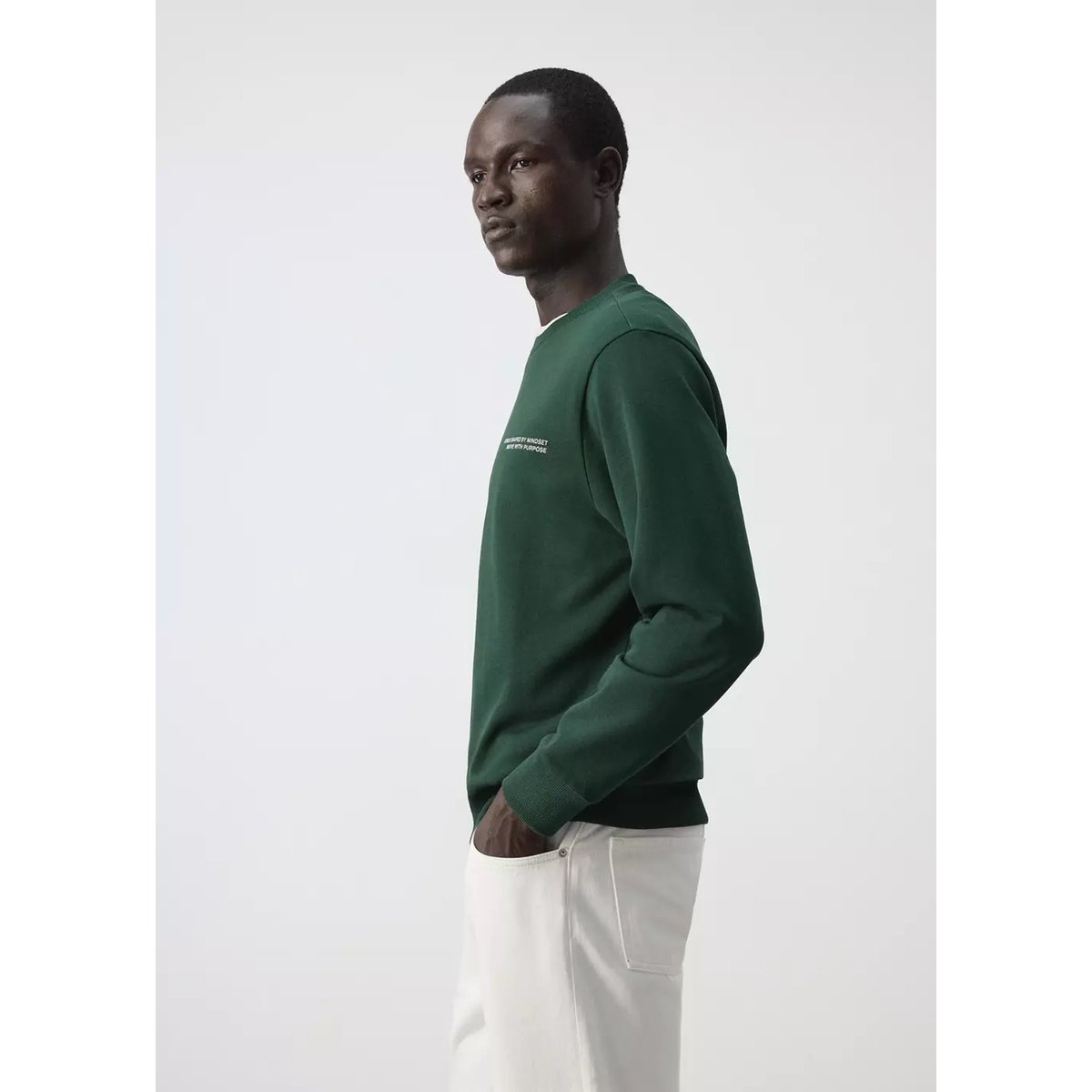 Sweat en coton 100 % imprimé vert billard, MANGO MAN