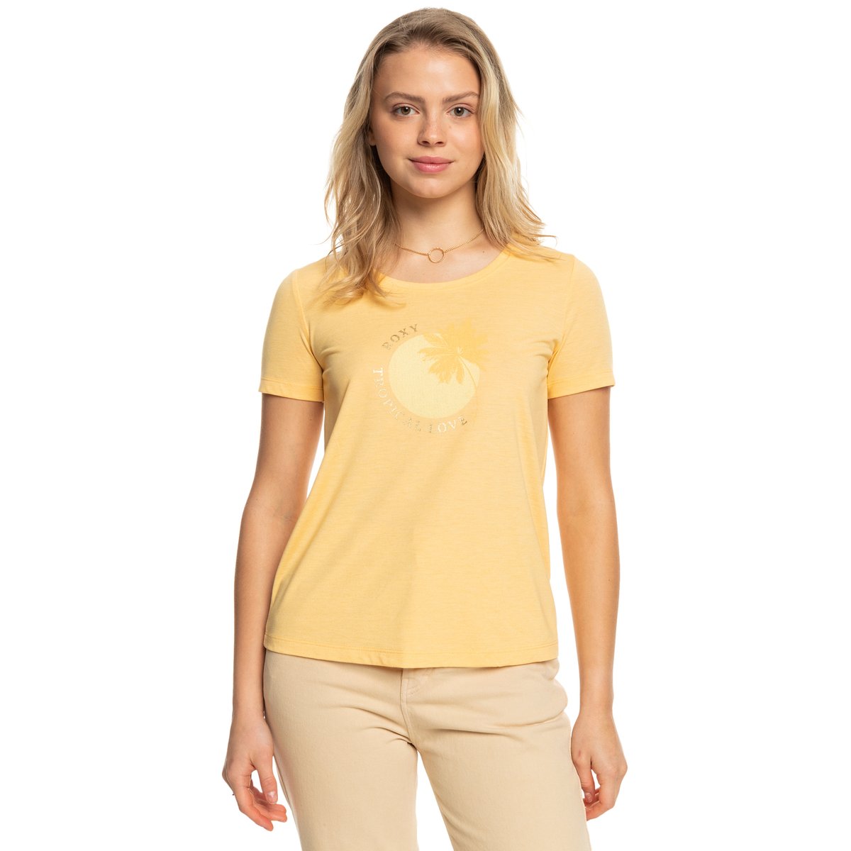 T-Shirt, manches courtes, col rond, Motif devant. orange flax, ROXY
