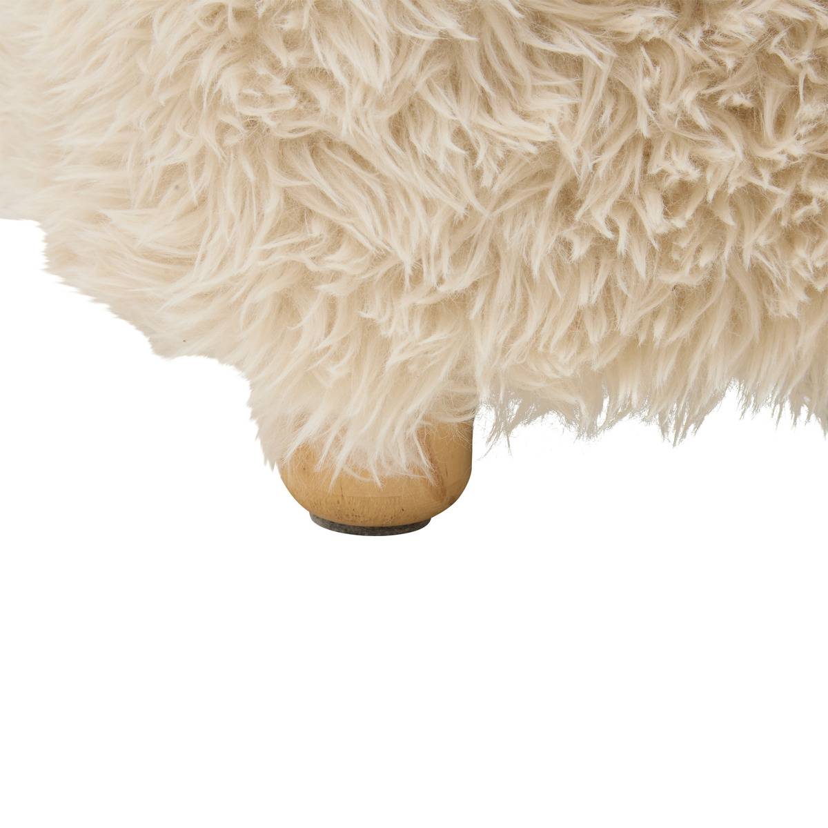 Tabouret d'appoint carré en pin DUVIA crème, ATMOSPHERA