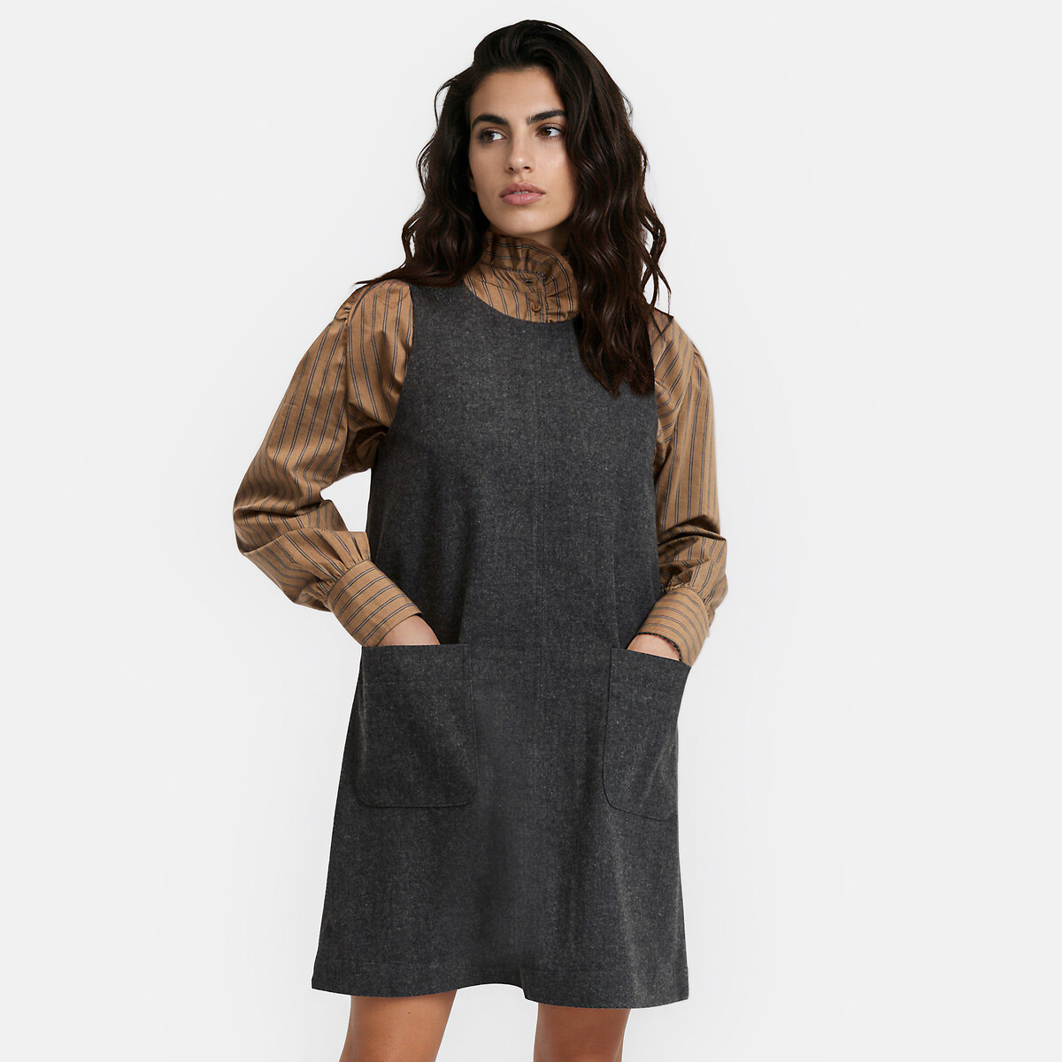 Robe sans manches, courte et droite gris anthracite, LA REDOUTE COLLECTIONS