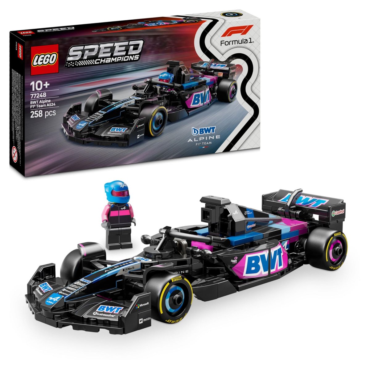 LEGO Speed Champions - Voiture F1 BWT Alpine Team A524 - Modèle de Course 2024 noir, LEGO