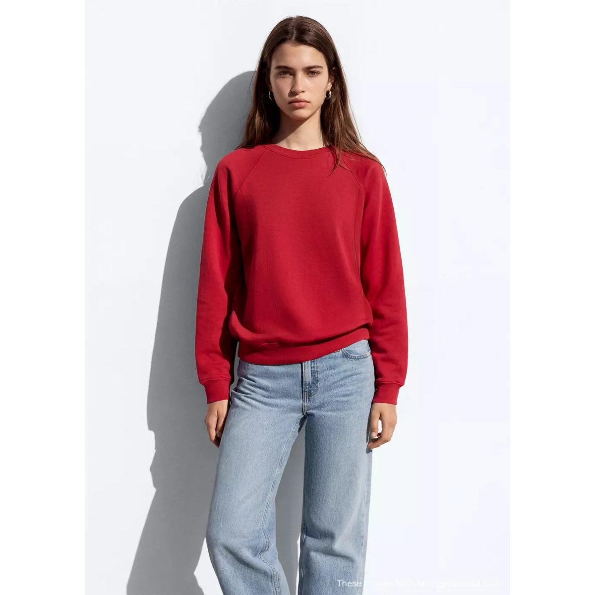 Sweat coton détail coutures rouge, MANGO TEEN