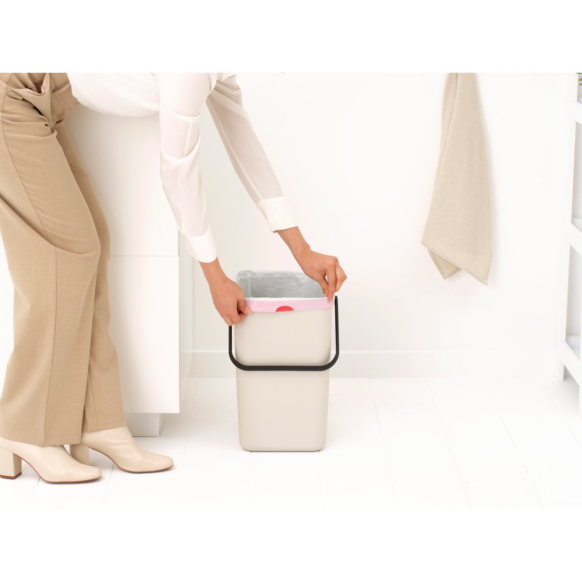 Poubelle à pédale SORT & GO soft beige, BRABANTIA