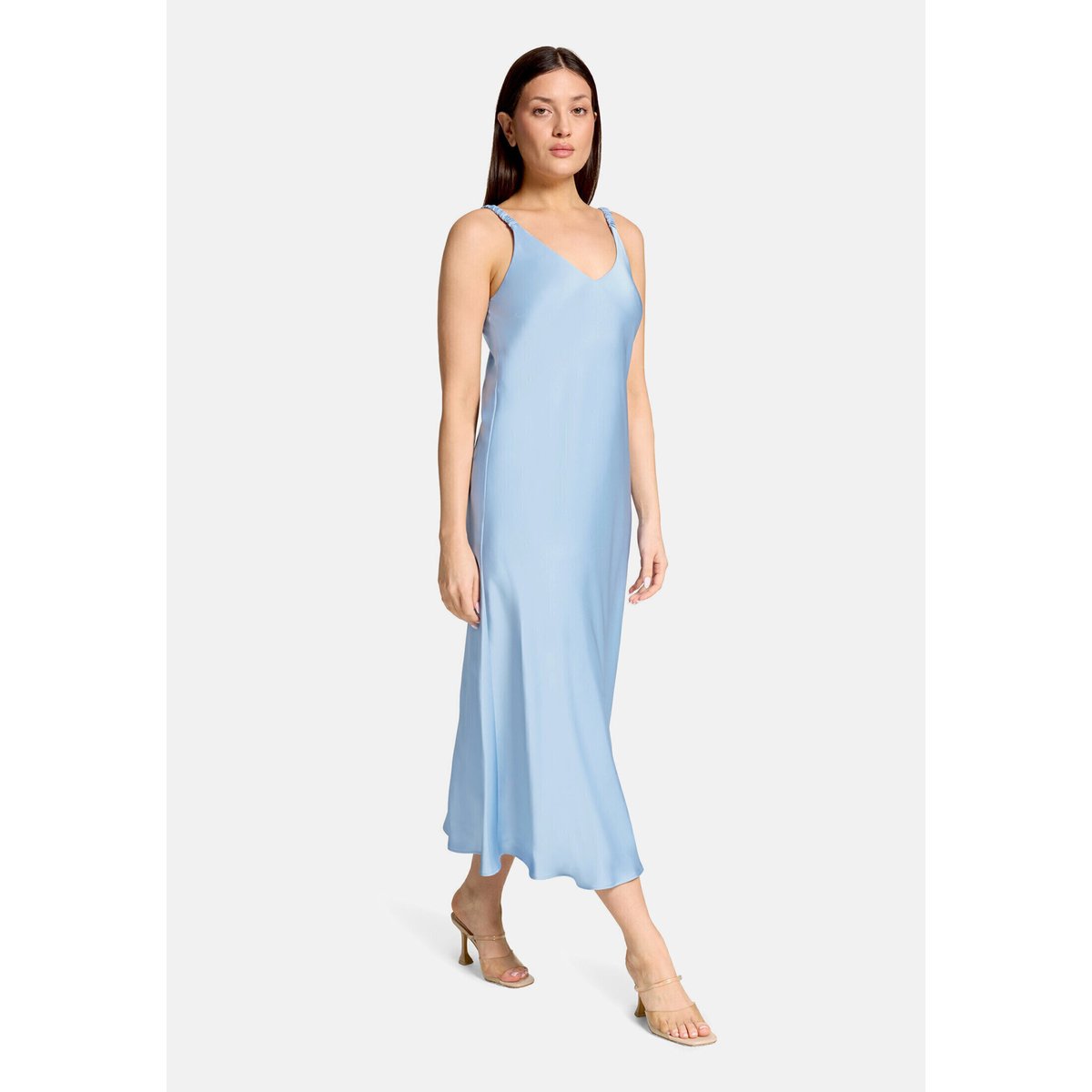 Robe de soirée à larges bretelles soft sky, VERA MONT