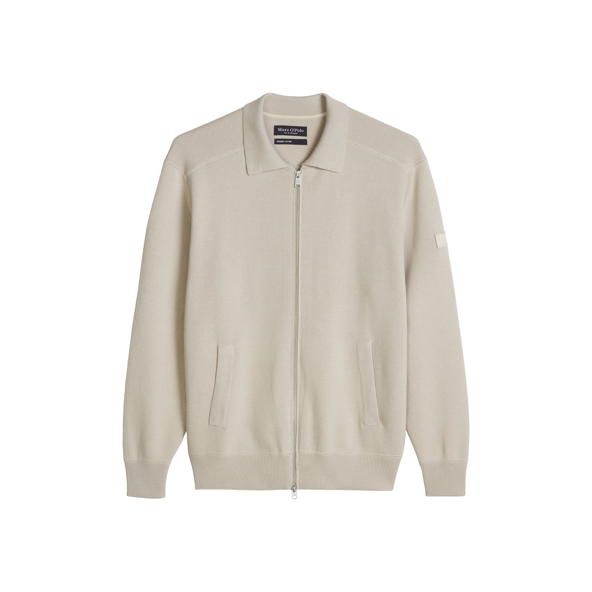Cardigan coupe classique en coton biologique certifié gris, MARC O'POLO