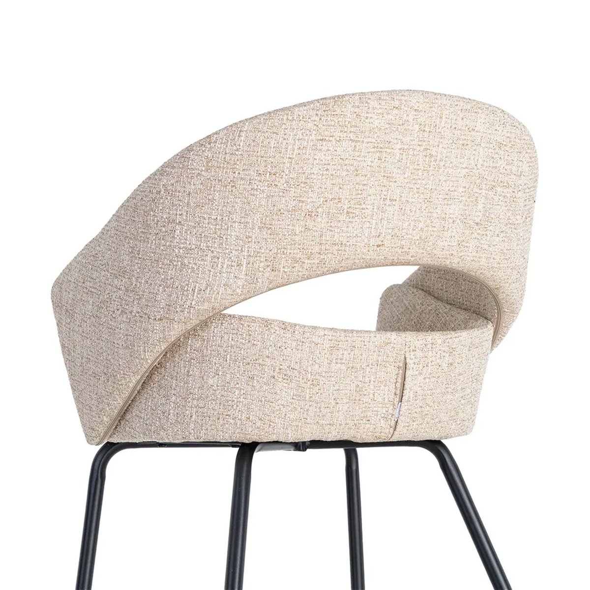 Fauteuil design tissu beige et métal noir 59x61x82cm beige, WADIGA