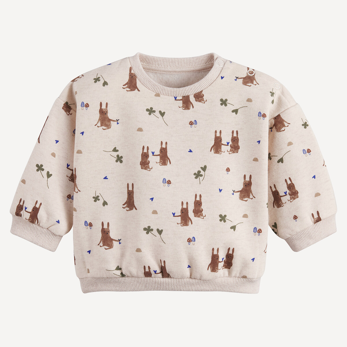 Sweat col rond en molleton, motif animalier beige chiné, LA REDOUTE COLLECTIONS