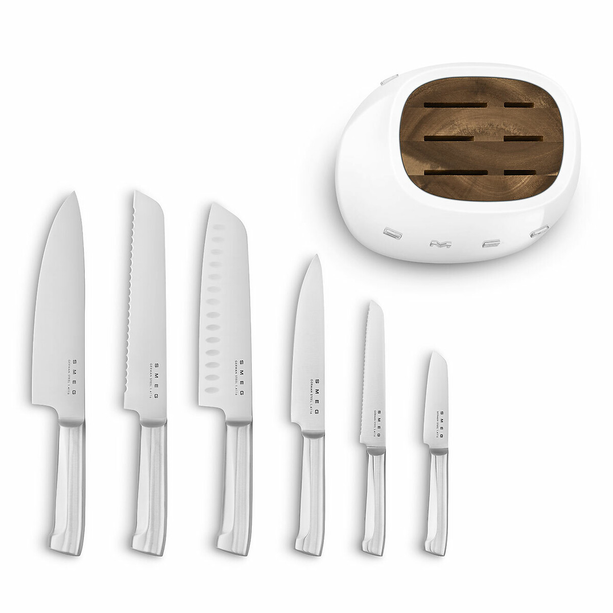 Bloc de 6 couteaux multi-usages blanc, SMEG