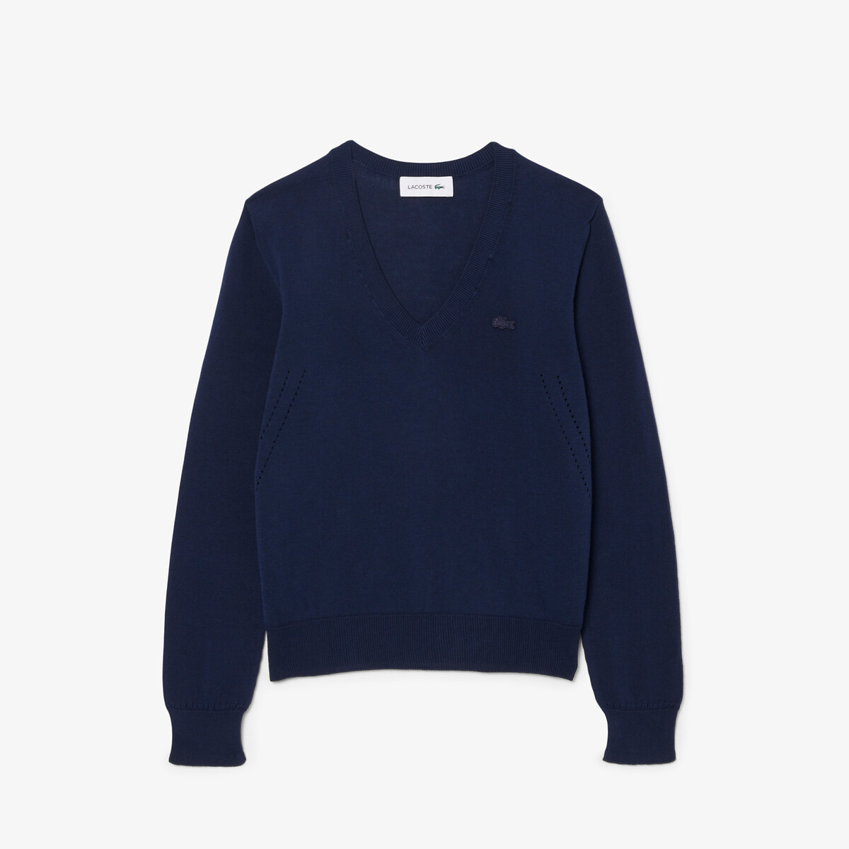Pull col V manches longues marine, LACOSTE