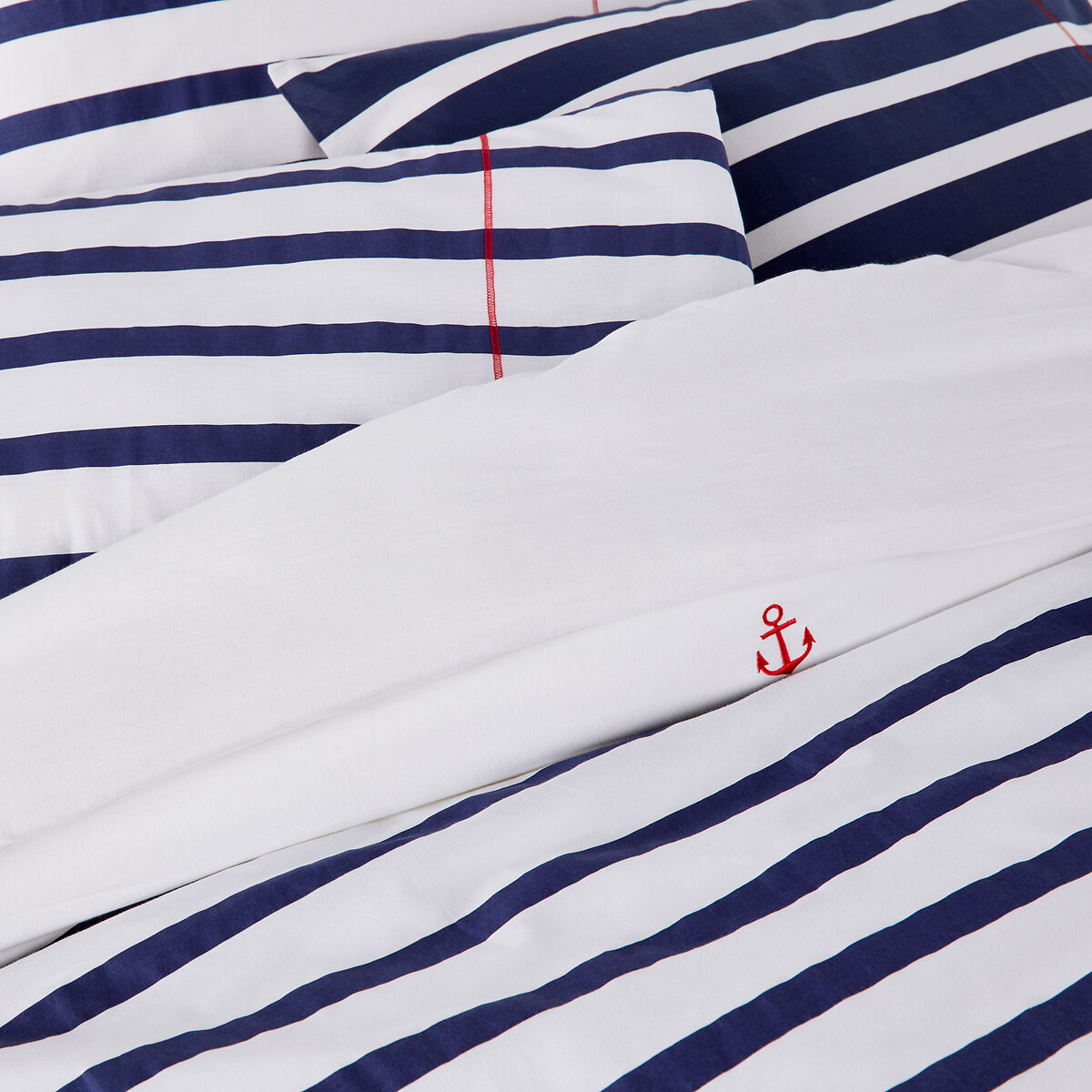Malo Striped Cotton Duvet Cover white/navy, LA REDOUTE INTERIEURS