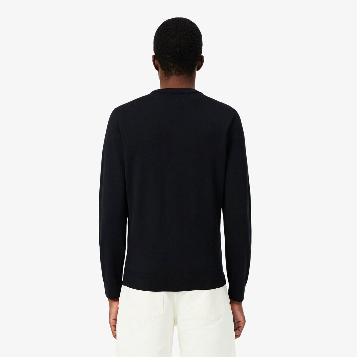 Pull en laine mérinos col rond noir-031, LACOSTE