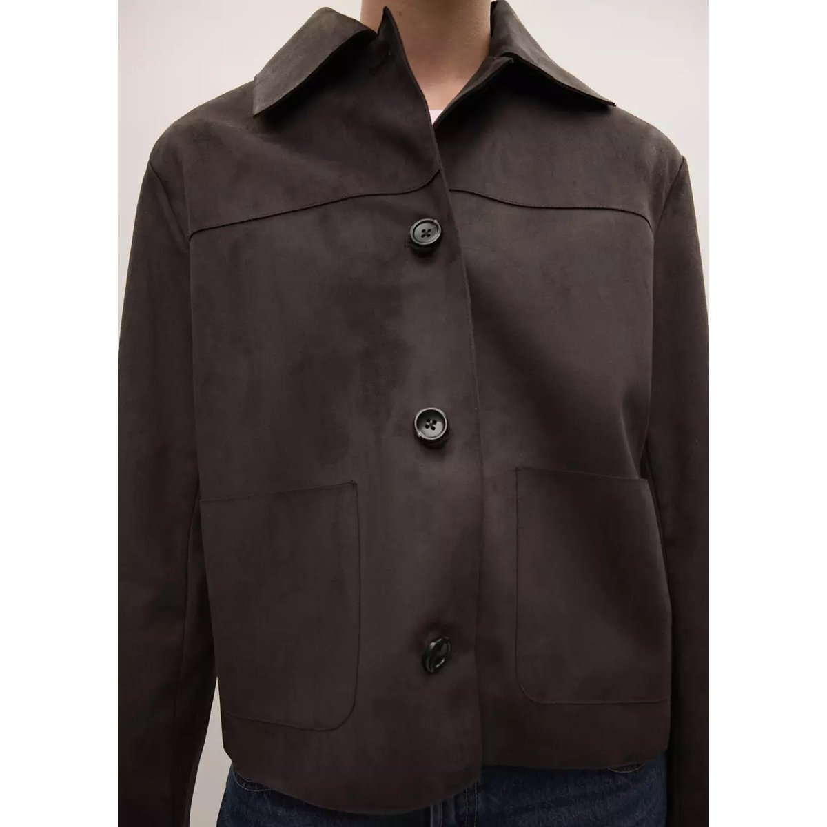 Veste col chemise à boutons chocolat, MANGO TEEN