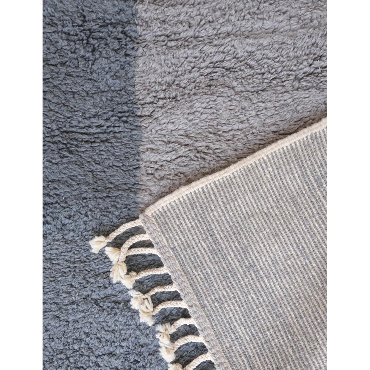Tapis berbère épuré pour intérieur moderne en laine 310 x 403 cm bleu naturel, AFK LIVING