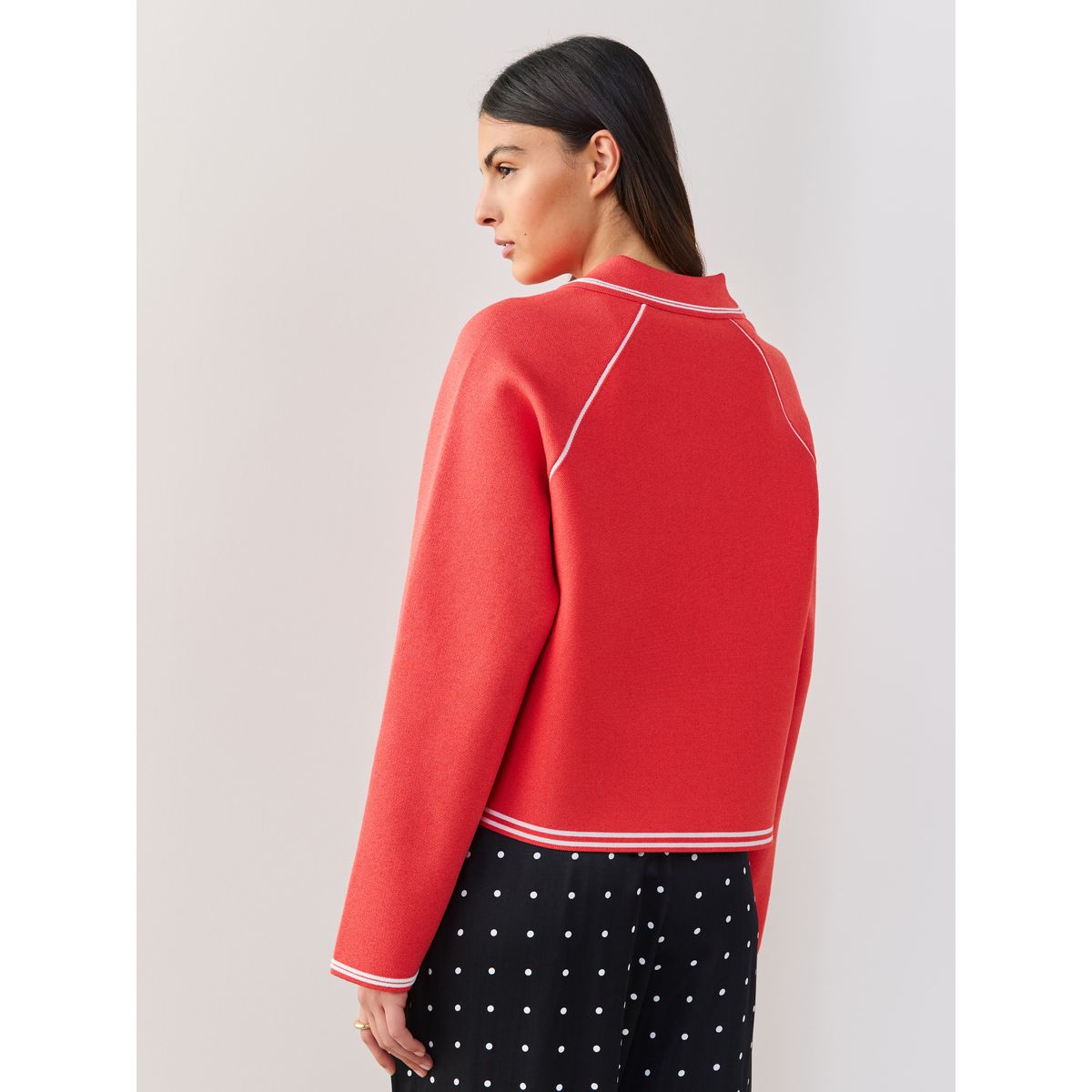 Veste zippée en maille avec col pointes rouges, NEXT