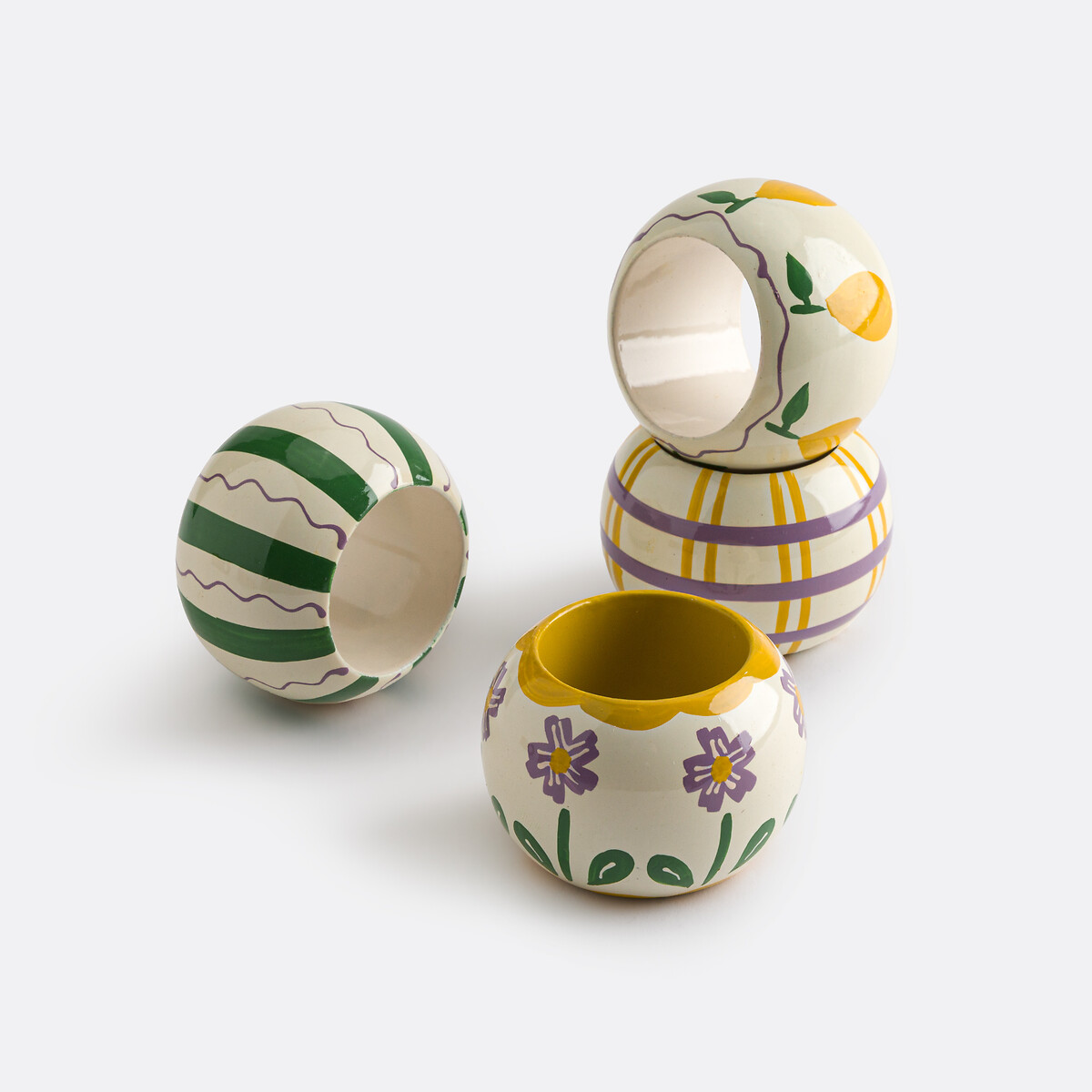 Lote de 4 suportes para guardanapos, em mangueira, Halia multicolor, LA REDOUTE INTERIEURS