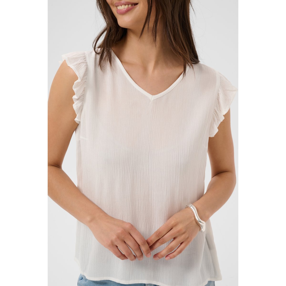 Blouse à manches courtes blanc chalk, KAFFE