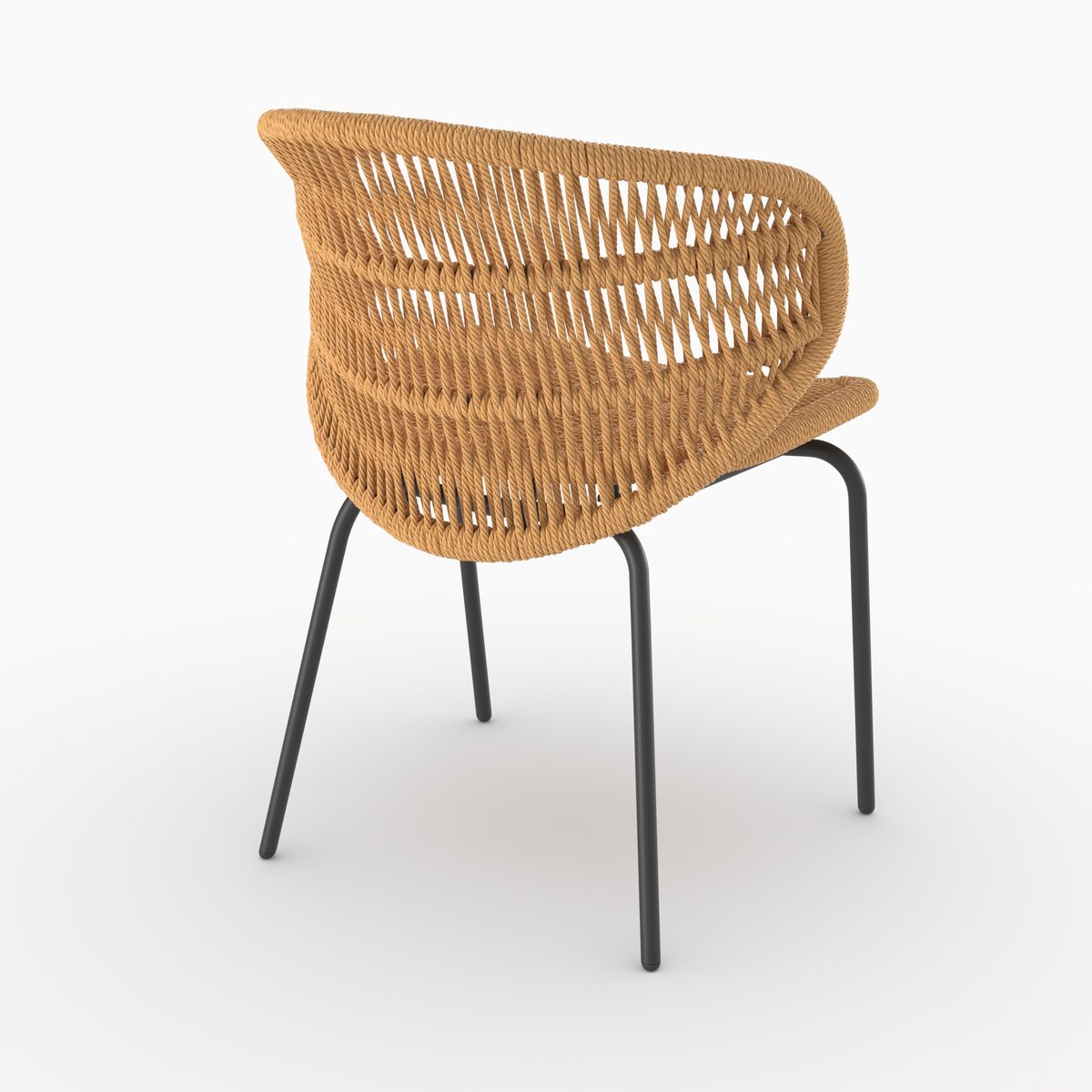 Lot de 2 chaises de jardin en rotin synthétique - LARA marron clair, MAISON PAVANE