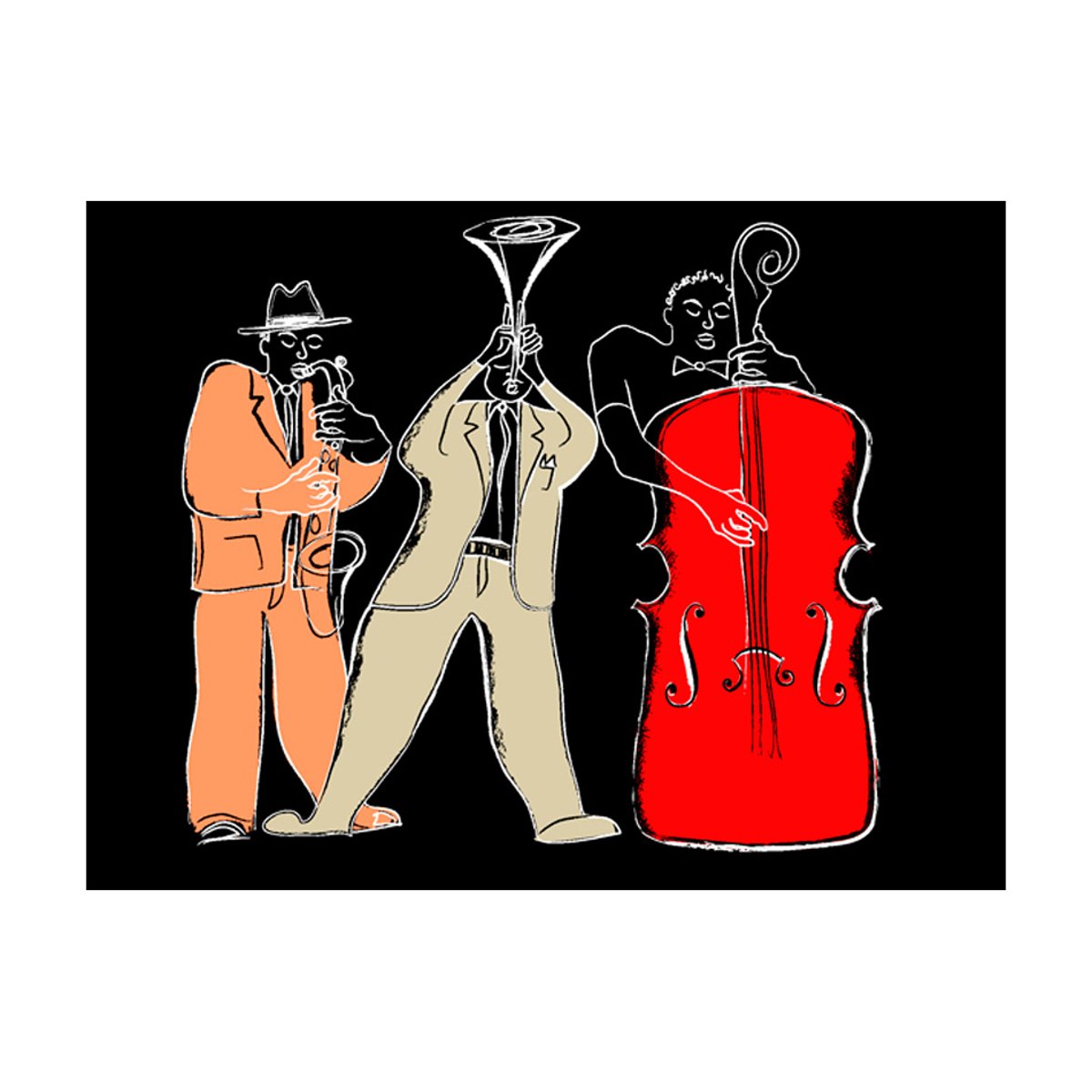 Papier peint intissé panoramique Hobby instruments de musique (jazz) rouge, EDEN
